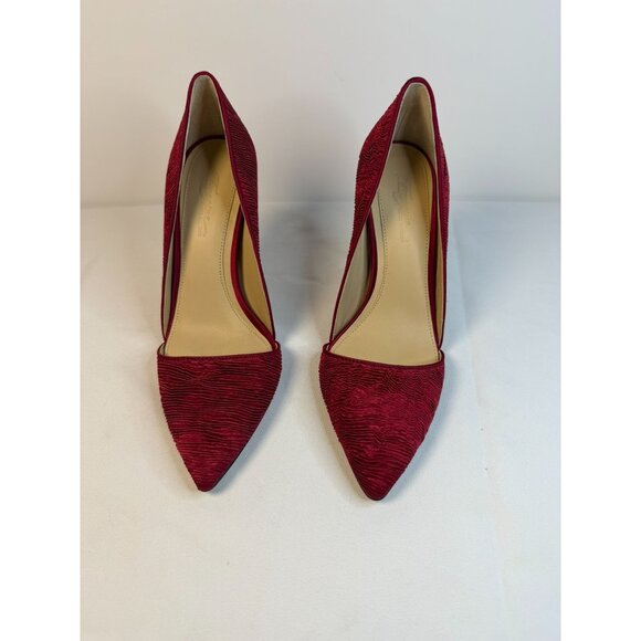 Imagine Vince Camuto Ossie Women Size 7 Slate Red Wine Pleated Fabric Stiletto - Picture 2 of 14